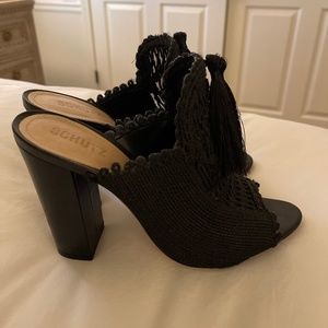 Black crocheted heels